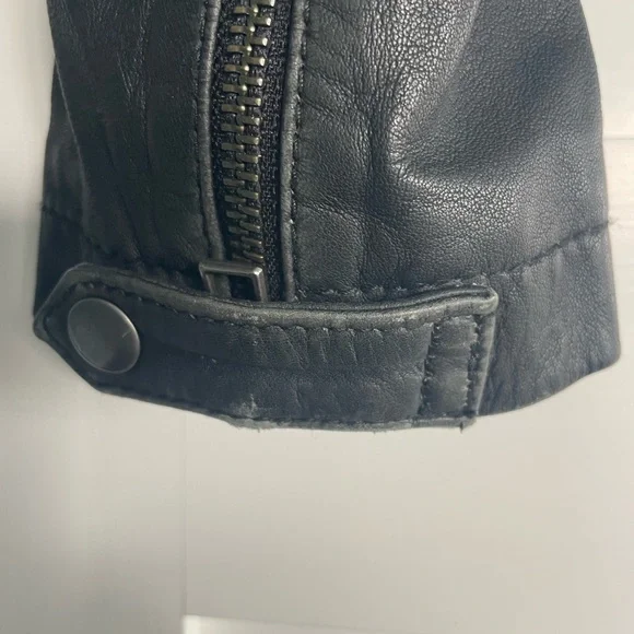 All Saints Cargo Black Leather Motorcycle Jacket - Picture 14 of 16